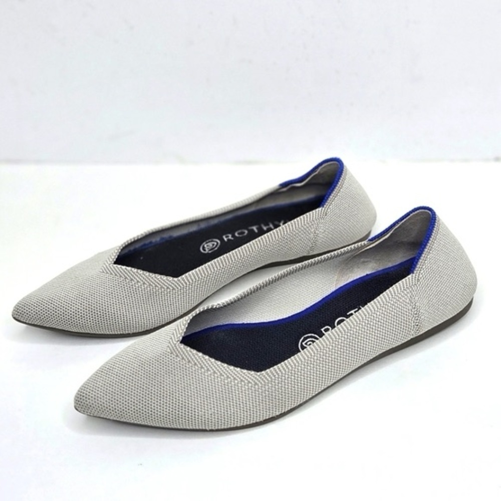 Rothy's Birdseye The Point Fats‎ Light Gray Women's Size 10 Knit Slip-Ons